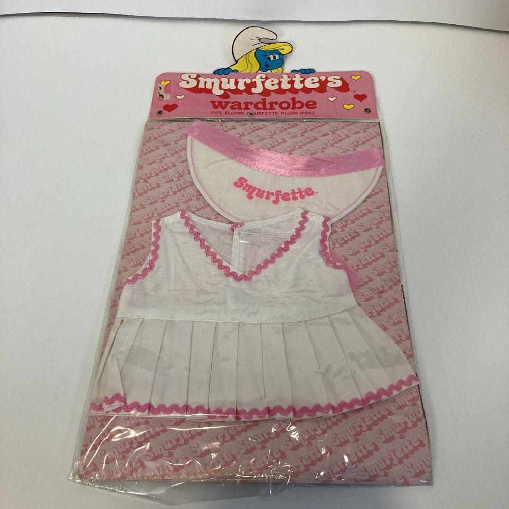 5/$35 Vintage 1983 Smurfette Wardrobe Tennis Outfit Plush Doll New Pink White